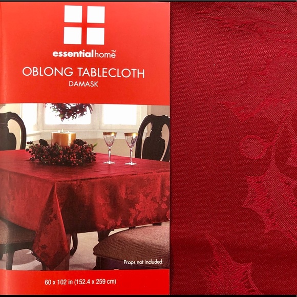 🎄NEW🎄Essential Home Damask Burgundy Tablecloth - Picture 1 of 5